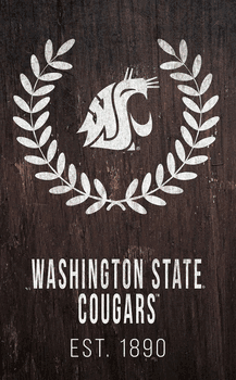 Washington State Cougars Laurel Wreath 11x19 Sign