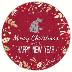 Washington State Cougars Merry Christmas & New Year 12in Circle