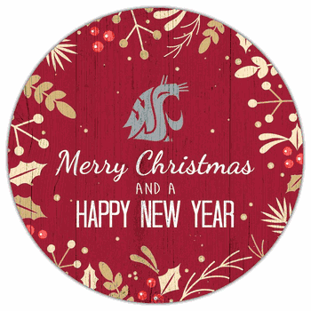 Washington State Cougars Merry Christmas & New Year 12in Circle
