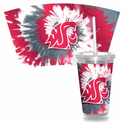 Washington State Cougars Metallic Tye Dye Clear Tumbler W/Straw