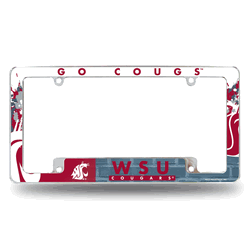 Washington State Cougars Primary 12" x 6" Chrome All Over Automotive License Plate Frame