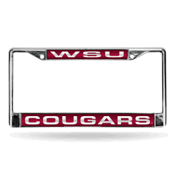 Washington State Cougars Red 12" x 6" Laser Cut Chrome Frame