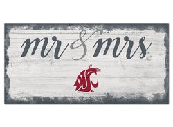 Washington State Cougars Script Mr & Mrs 6x12 Sign