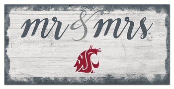 Washington State Cougars Script Mr & Mrs 6x12 Sign