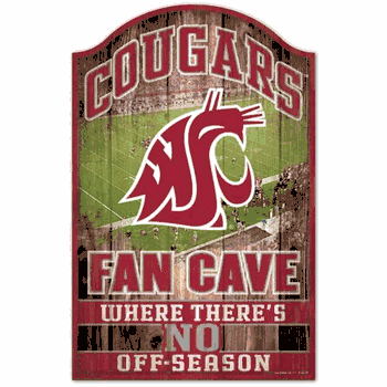 Washington State Cougars Sign 11x17 Wood Fan Cave Design