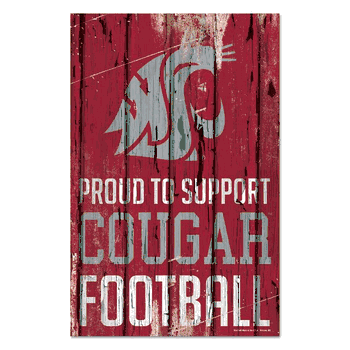 Washington State Cougars Sign 11x17 Wood Proud to Support Design
