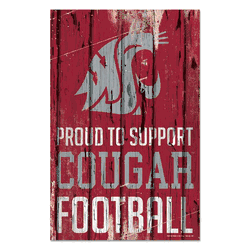 Washington State Cougars Sign 11x17 Wood Proud to Support Design
