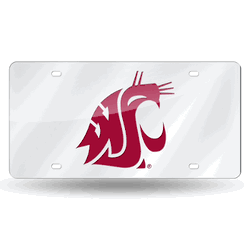 Washington State Cougars Silver 12" x 6" Silver Laser Cut Tag For Car/Truck/SUV