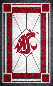 Washington State Cougars Stained Glass 11x19 Wood Sign