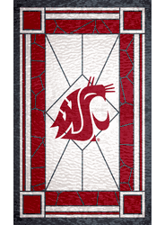 Washington State Cougars Stained Glass 11x19 Wood Sign