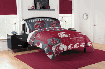NCAA Washington State Cougars Hexagon Take F/Q Comforter Set