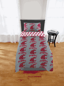 NCAA Washington State Cougars Cougars Twin Rotary Bed In A Bag Set