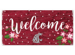Washington State Cougars Welcome Floral 6x12 Sign