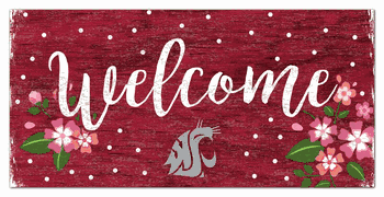 Washington State Cougars Welcome Floral 6x12 Sign