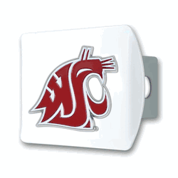 Washington State White Metal Hitch Cover with  3D Color Emblem