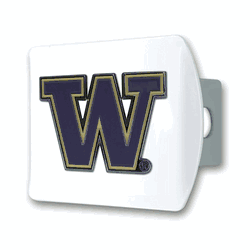 Washington White Metal Hitch Cover with  3D Color Emblem