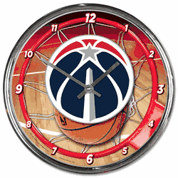 Washington Wizards Clock Round Wall Style Chrome