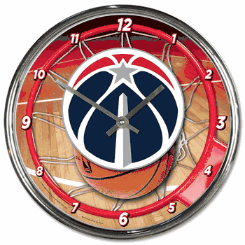 Washington Wizards Clock Round Wall Style Chrome