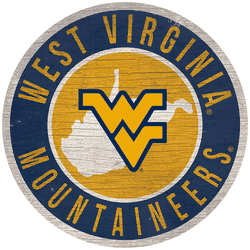 West Virginia Mountaineers 12 in. Circle w/ State Sign