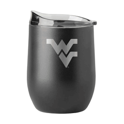 West Virginia Mountaineers 16oz Black Etch Powder Coat Curved Bev