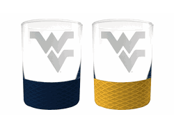 West Virginia Mountaineers 2pc Laser Etched Commissioner Rocks Glass Set