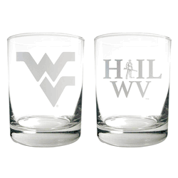 West Virginia Mountaineers 2pc Rocks Glass Set