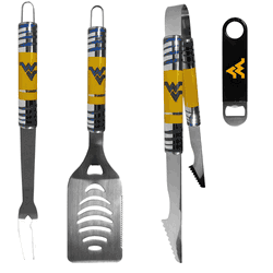 West Virginia Mountaineers 3 pc BBQ Set and Bottle Opener