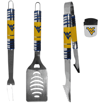 West Virginia Mountaineers 3 pc BBQ Set and Chip Clip