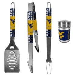 West Virginia Mountaineers 3 pc Tailgater BBQ Set and Season Shaker
