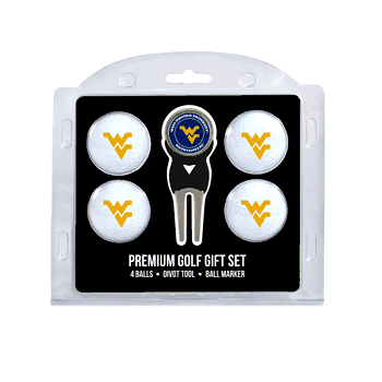 West Virginia Mountaineers 4 Ball Gift Set + Divot Tool & Marker