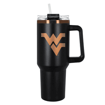 West Virginia Mountaineers 40oz Black and Copper Colossus Travel Mug with Straw