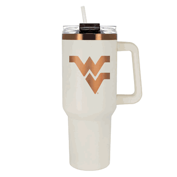 West Virginia Mountaineers 40oz Crme and Copper Colossus Travel Mug with Straw