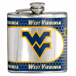 West Virginia Mountaineers 6oz Stainless Steel Flask with Metallic Graphics