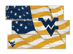 West Virginia Mountaineers American Flag 3 Plank
