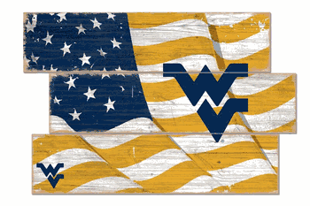 West Virginia Mountaineers American Flag 3 Plank