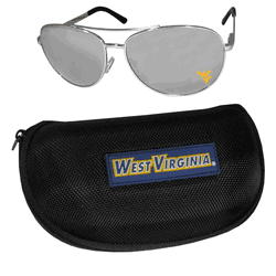 West Virginia Mountaineers Aviator Sunglasses and Zippered Carrying Case