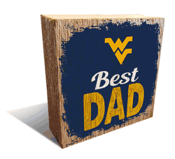 West Virginia Mountaineers Best Dad 6x6 Wood Block