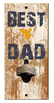 West Virginia Mountaineers Best Dad Bottle Opener Wood Sign