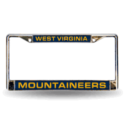 West Virginia Mountaineers Blue 12" x 6" Laser Cut Chrome Frame