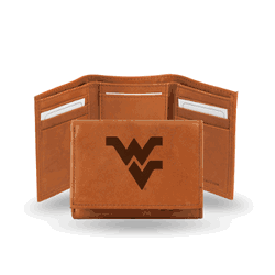 West Virginia Mountaineers  Brown Embossed Genuine Leather Tri-Fold Wallet