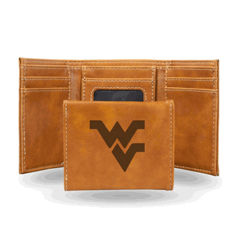 West Virginia Mountaineers Brown Laser Engraved Faux Leather Trifold
