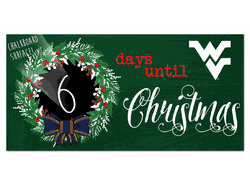 West Virginia Mountaineers Chalk Christmas Countdown 6x12 Sign