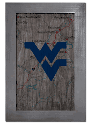 West Virginia Mountaineers City Map 11x19 Sign