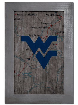 West Virginia Mountaineers City Map 11x19 Sign