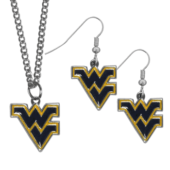 West Virginia Mountaineers Dangle Earrings and Chain Necklace Set