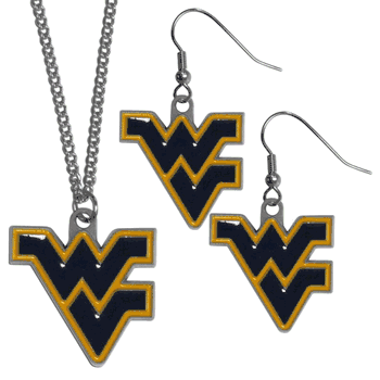 West Virginia Mountaineers Dangle Earrings and Chain Necklace Set