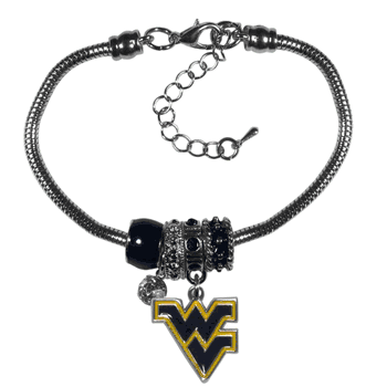 West Virginia Mountaineers Euro Bead Bracelet