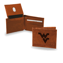 West Virginia Mountaineers  Genuine Leather Billfold Wallet - 3.25" x 4.25" - Slim Style