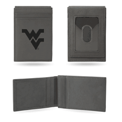 West Virginia Mountaineers Gray Laser Engraved Front Pocket Wallet