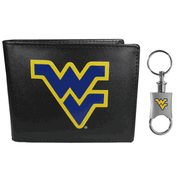 West Virginia Mountaineers Leather Bi-fold Wallet & Valet Key Chain
